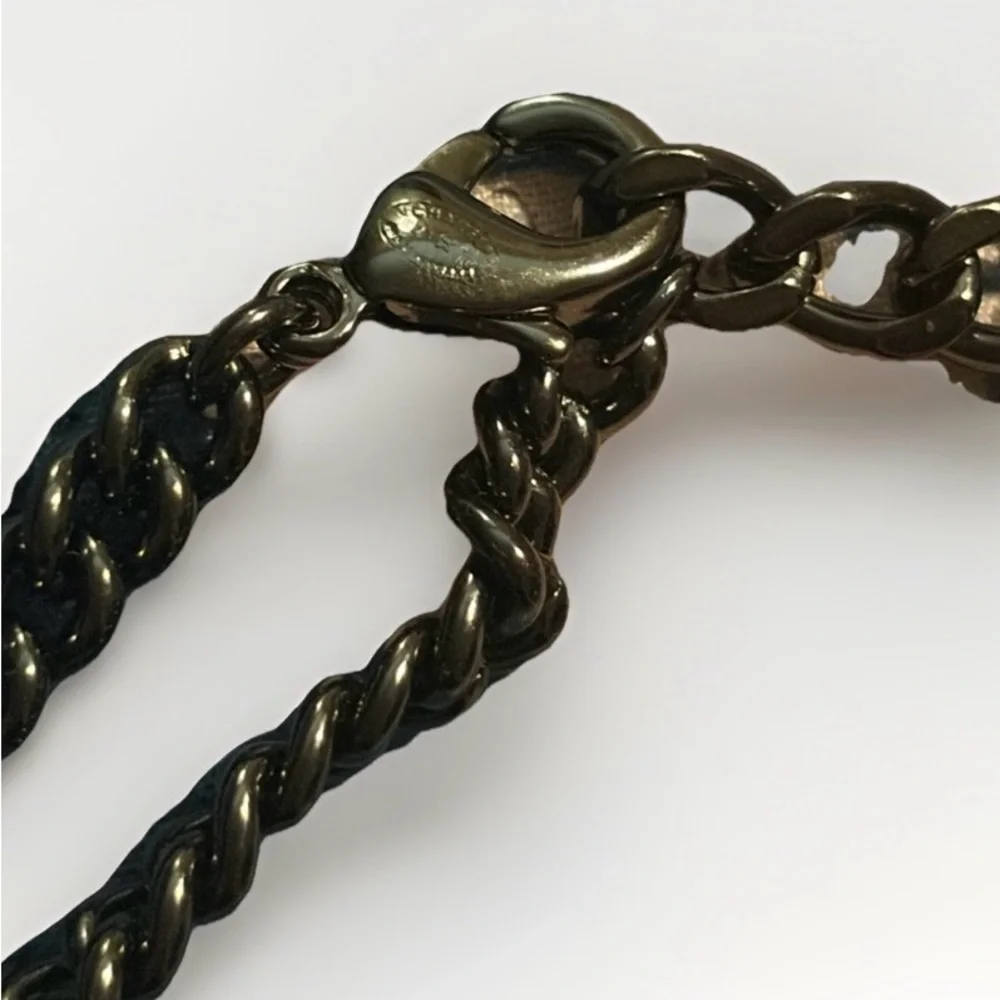 🪩 🆕 Chanel 5 CC black metal 🖤 crystal charm Choker Necklace 🪩